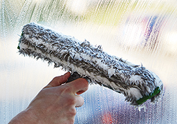 Interior window cleaning using traditional style cleaning 